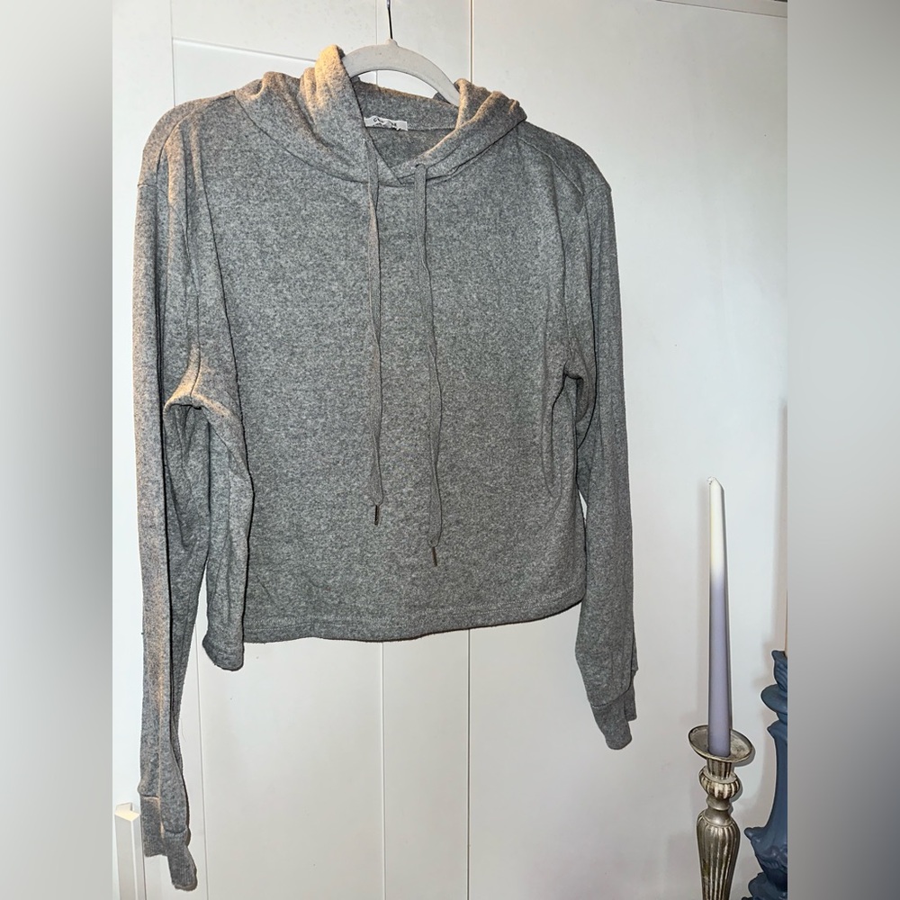 Comune Ashland Heather Grey Hoodie Slightly Cropped